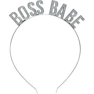 'Boss Babe' Headband with Silver Sparkle Lettering by Creative Brand NEW